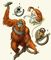 Обезьяны: 1 — обыкновенная игрунка; 2 — носач; 3 — орангутан; 4 — мирикини.