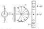 Рис. 3. Схема съемки рентгенограммы по методу Дебая - Шеррера: 1 - рентгеновская трубка; 2 - пучок монохроматического рентгеновского излучения; 3 - диафрагма (щель); 4 - кристалл; 5 - фотоплёнка; 6 - рентгенограмма; О - след, оставляемый лучами, проходящими кристалл насквозь.