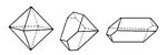 Рис. 2. Постоянство межгранных углов данного кристалла при разном развитии граней.