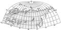 Рис. 7. Косая перспективно-цилиндрическая проекция М. Д. Соловьёва.