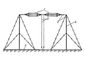 Рис. 7. Диполь Надененко: 1 — диполь; 2 — симметричная линия питания; 3 — изоляторы; 4 — мачта с секционированными оттяжками; 5 — поверхность земли.