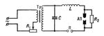 Рис. 3. Схема генератора конденсированной искры с управляющим промежутком: АП - регулируемый аналитический промежуток, образованный ванадиевыми электродами; R1 - реостат; Тр - питающий трансформатор; С - конденсатор; L - катушка индуктивности; П - управляющий промежуток; R2 - блокирующее сопротивление.