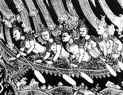 «Будда и огнепоклонники под дождем». Роспись дворца (Бангкок)
