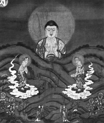 «Нисхождение Будды Амиды». Живопись на шелке (Япония)