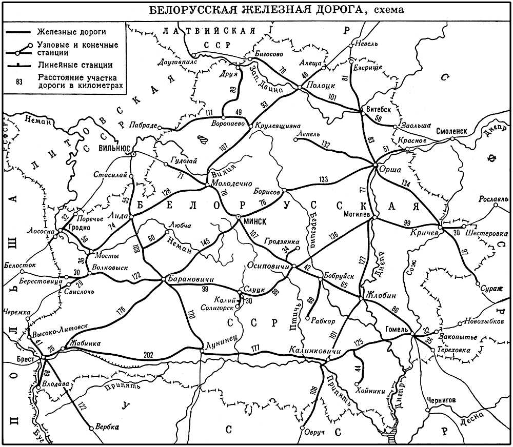 Белорусская железная дорога (схема)