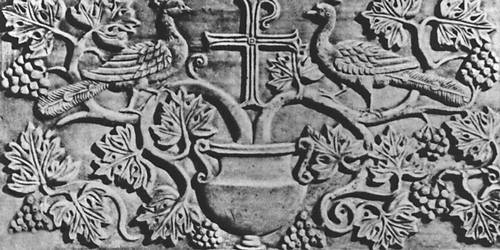 Византия. Резная каменная плита в церкви Сант-Аполлинаре Нуово