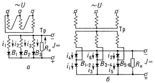 Выпрямители трёхфазного тока (схемы)