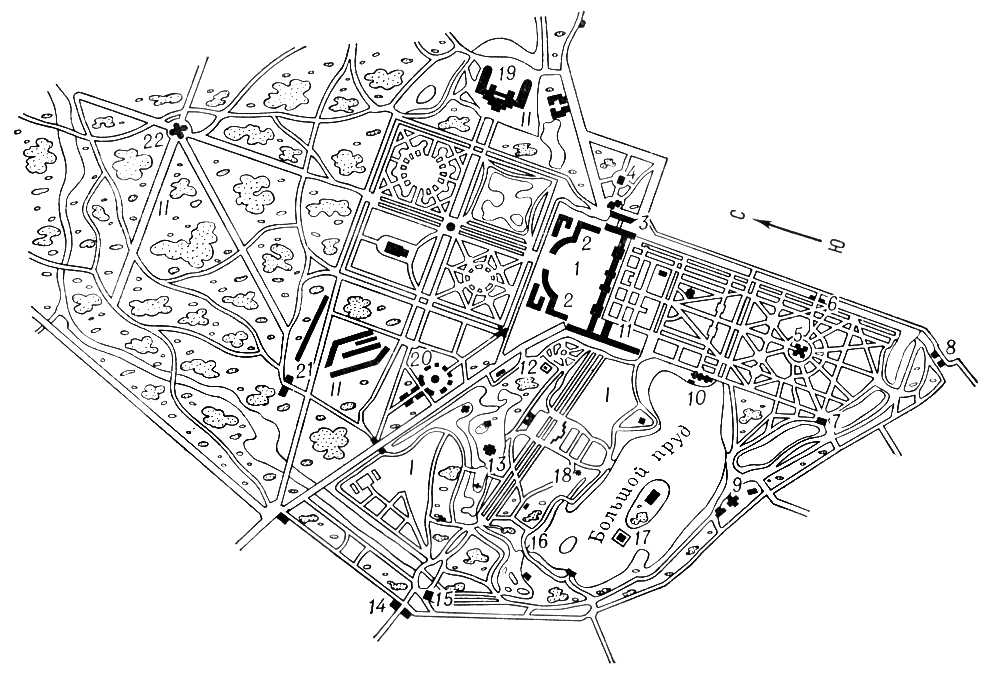 Город Пушкин. Дворцово-парковый комплекс (план)