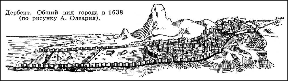 Дербент. Общий вид города в 1638