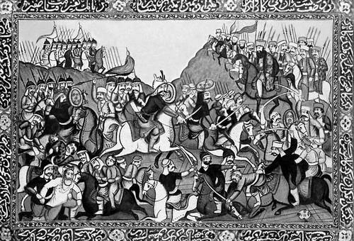 Картина во дворце Чехель-Сотун (Иран)