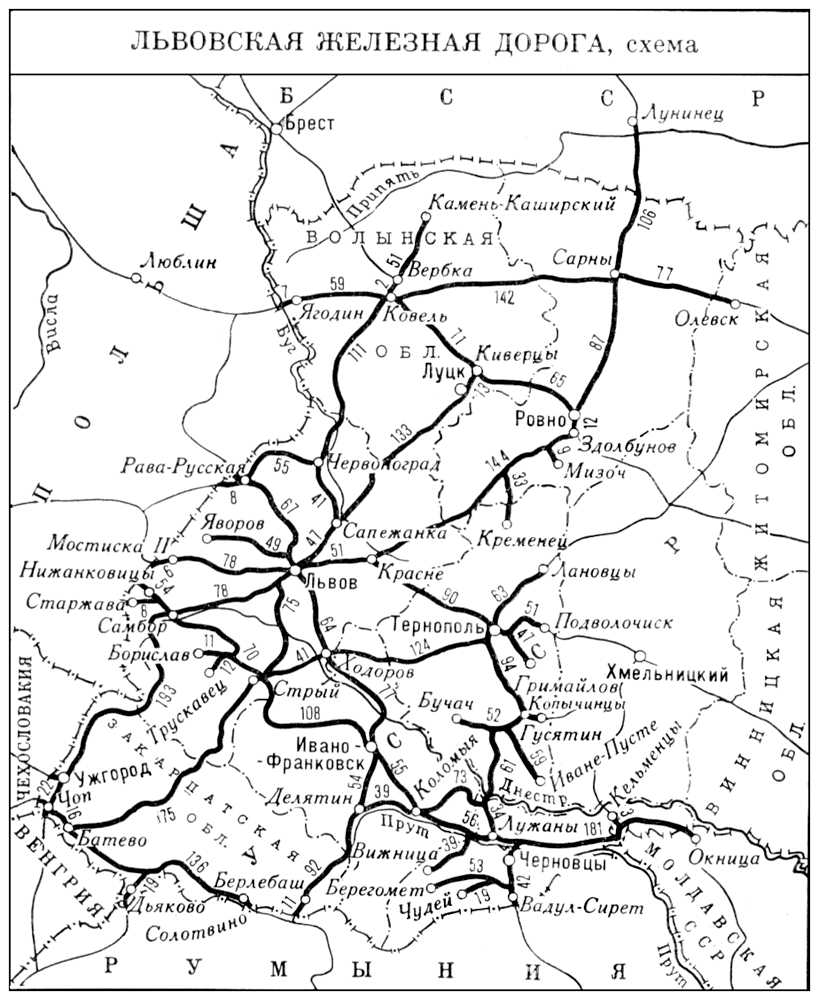 Львовская железная дорога (схема)
