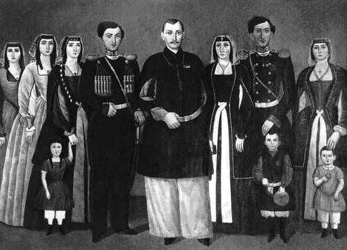Неизвестный грузинский художник. Семейный портрет Н. Э. Мухран-батони