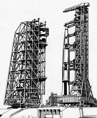 Отвод башни обслуживания перед пуском ракеты