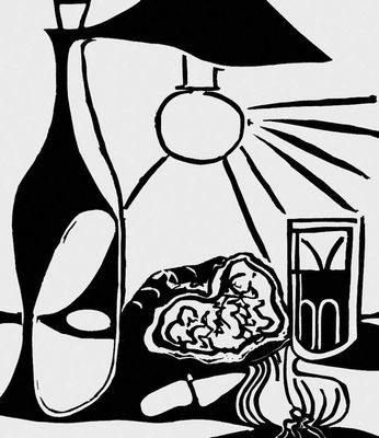 Пикассо П. «Натюрморт с бутылкой и лампой»