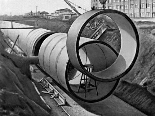 Прокладка магистральных подземных коммуникаций из железобетонных труб