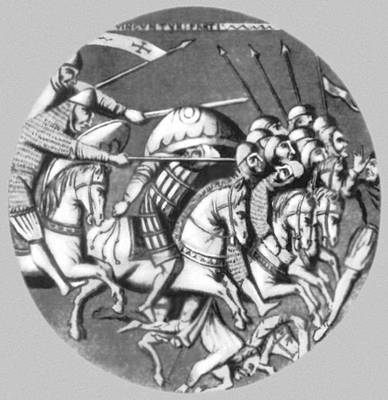 Преследование крестоносцами сельджуков (фрагмент витража)