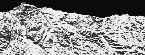 Радиолокационное изображение горной прибрежной местности