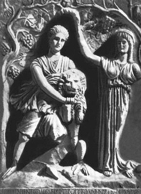 Рельеф с изображением нимфы Кирены, душащей льва