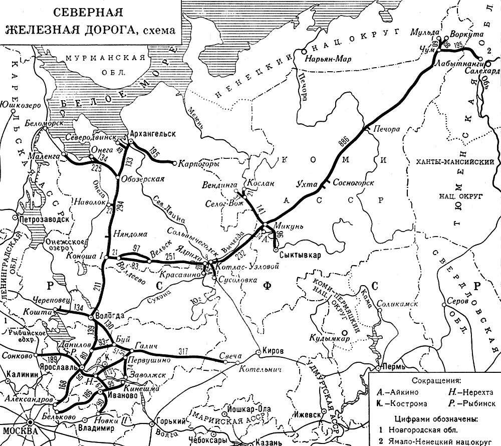 Северная железная дорога (схема)