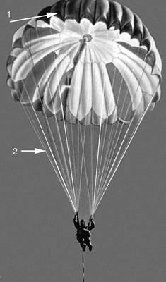 Снижение спортсмена на управляемом парашюте