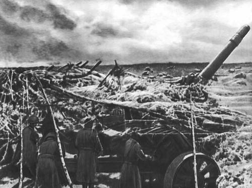 Советская артиллерия на огневых позициях