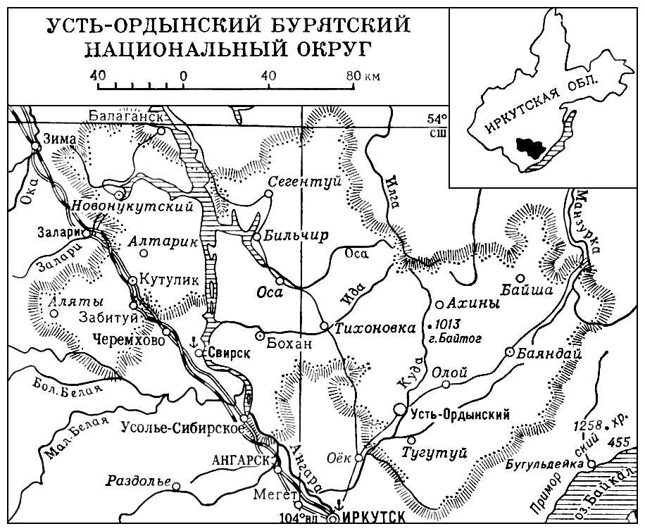 Усть-Ордынский Бурятский национальный округ (карта)